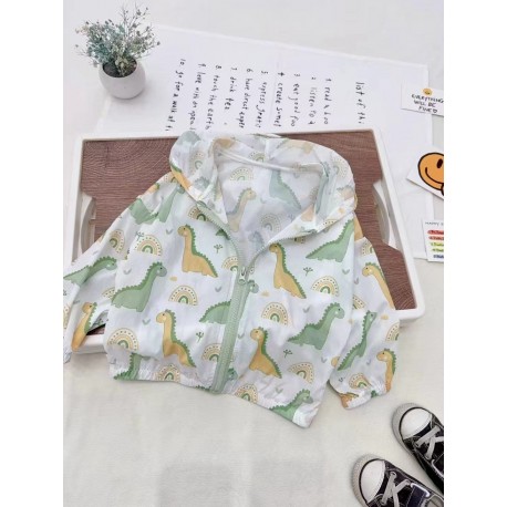 Green Yellow Dinosaurs Wind Breaker Jacket