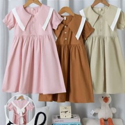 Light Brown Triangle Collar Back Ribbon Dress