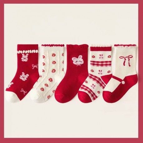 Red Bunny Winter Socks
