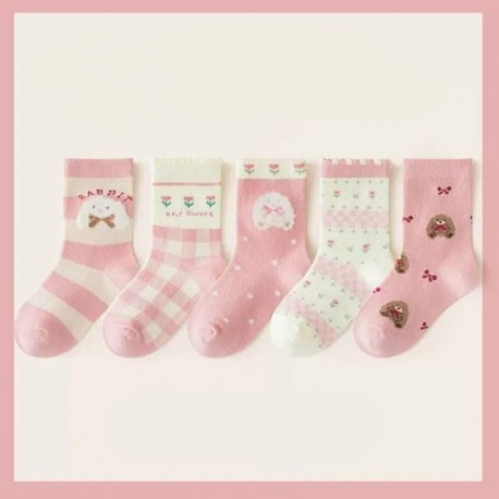 Soft Pink Rabbit Winter Socks