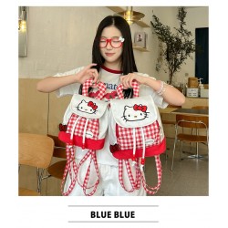 Red Hello K1tty Plaid Backpack