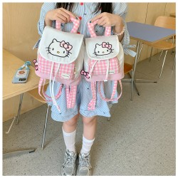 Pink Hello K1tty Plaid Backpack