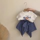 New Y0rk Bear Top Set Blue Plaid Skirt