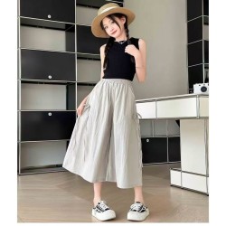 Beige Small Ribbon Cullote Pants