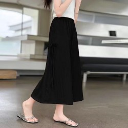 Black Small Ribbon Cullote Pants