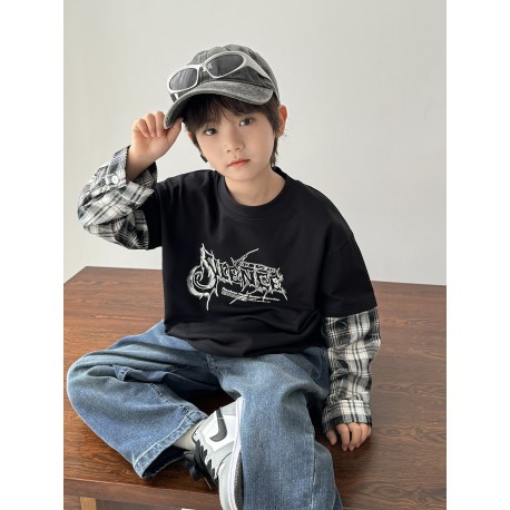 Black Silence Plaid Long Sleeve T-shirt