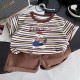 Brown Stripe Puppy Top Set Shorts