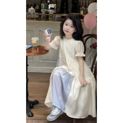 White Light Blue Embroidery Lace Dress