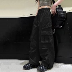 Black Pleated Pocket Korean Cargo Pants