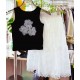 Black Three Flowers Pearl Top Set Lace Skirt