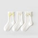 3D Ribbon White Lace Socks