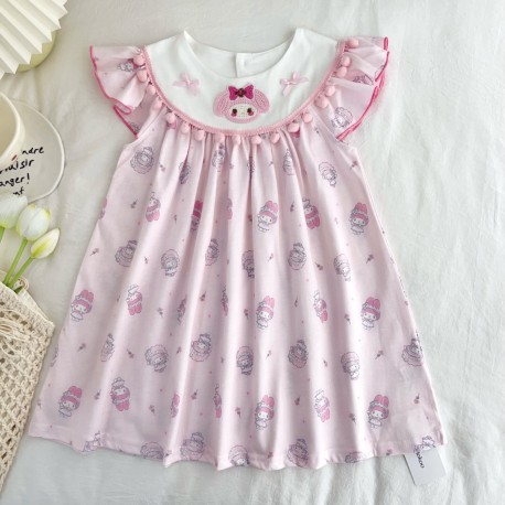 Mel0dy Pompom Full Print Dress