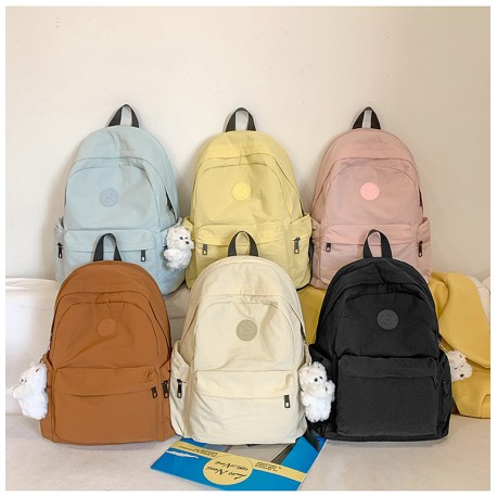Four Zipper Basic Color Backpack