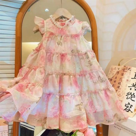 Pink Floral Sparkle Dress