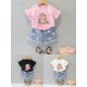 Pink Mermaid 3D Top Set Heart Denim Short