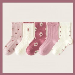 Pink Floral Winter Socks