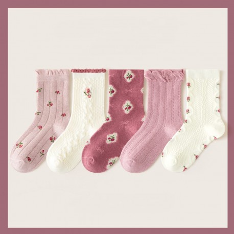 Pink Floral Winter Socks