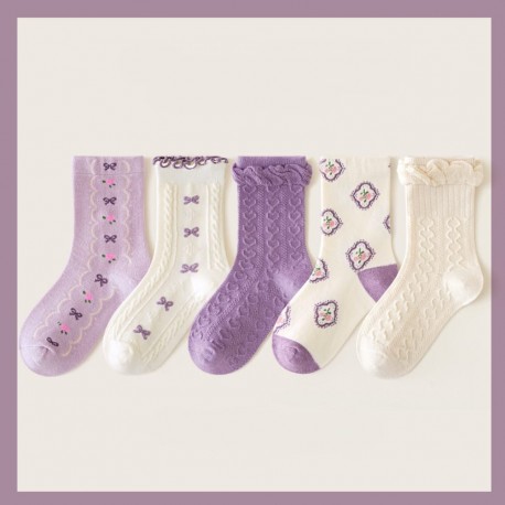 Purple Ribbon Winter Socks