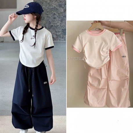 Grey AL0 Top Set Wide Pants