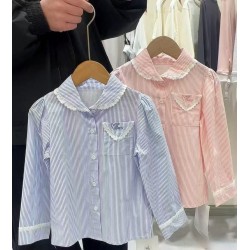 Blue Love Stripe Ruffles Shirt