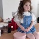White Puffy Top Set Cute Bear Overalls