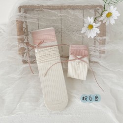 Minliu Ribbon Button Long Socks