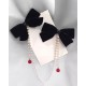 Black Two Velvet Pearl Ribbon Hair clips