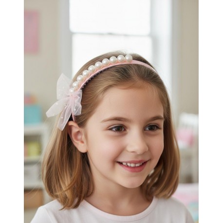 Pink Pearl Ribbon Headband