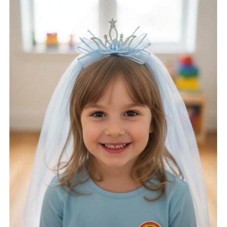 Blue Crown Long Tulle Hair clips