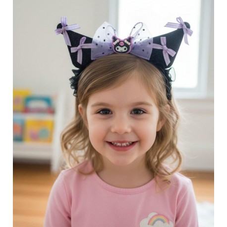 Kur0mi Purple Ribbon Ruffles Headband