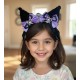 Kur0mi Black Purple Lace Ribbon Ruffles Headband