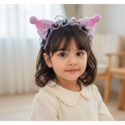 Light Purple Hearts Ribbon Ruffles Headband
