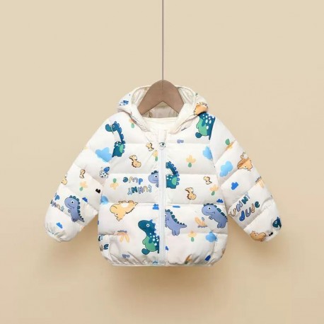 White Dinosaurs Puffer Jacket