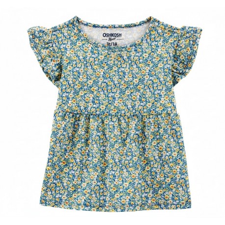 0shkosh Blue Floral Ruffle Top