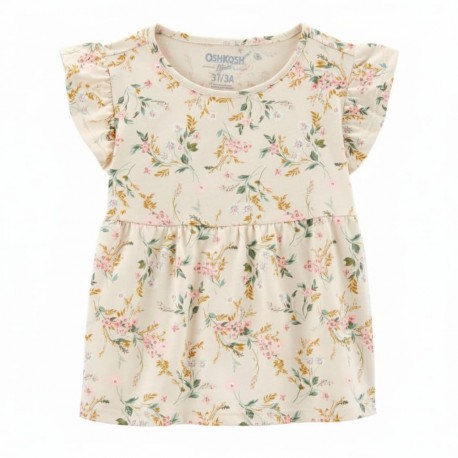 0shkosh Pink Floral Ruffle Top