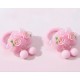 2Pcs Rose Flowers Pompom Hairbands