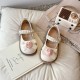 White Pearl Rose Ribbon Flat Shoes