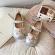 Silver Pearl Rose Ribbon Flat Shoes
