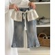 White Lace Denim Pants
