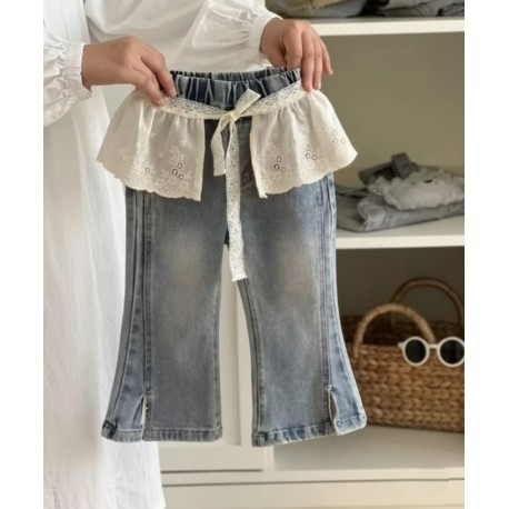 White Lace Denim Pants