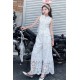 White Full Lace Peplum Top Set Lace Pants