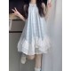 2in1 Blue White Plaid Ruffle Dress Set Inner Shorts
