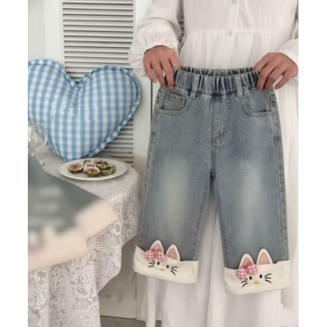 Cute Hell0 K1tty Denim Pants