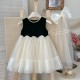 Black White Tutu Pearl Dress with Hair Accessories
