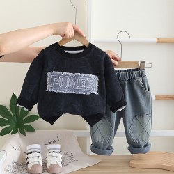 Black Pumer Top Set Denim Pants