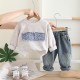 White Pumer Top Set Denim Pants