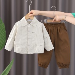 Beige Shirt Set Brown Pants