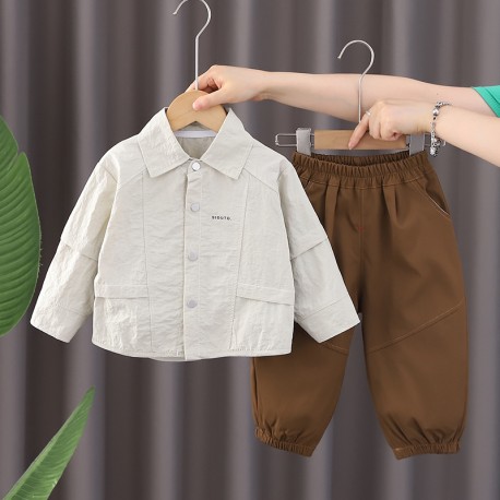 Beige Shirt Set Brown Pants