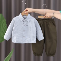 Light Blue Shirt Set Army Pants