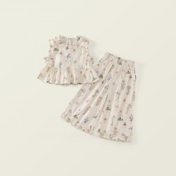 Pretty Floral Ruffles Top Set Pants